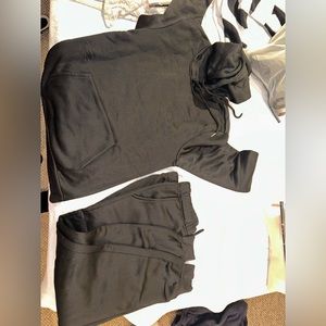 Men pocket drawstring hoodie & sweatpants